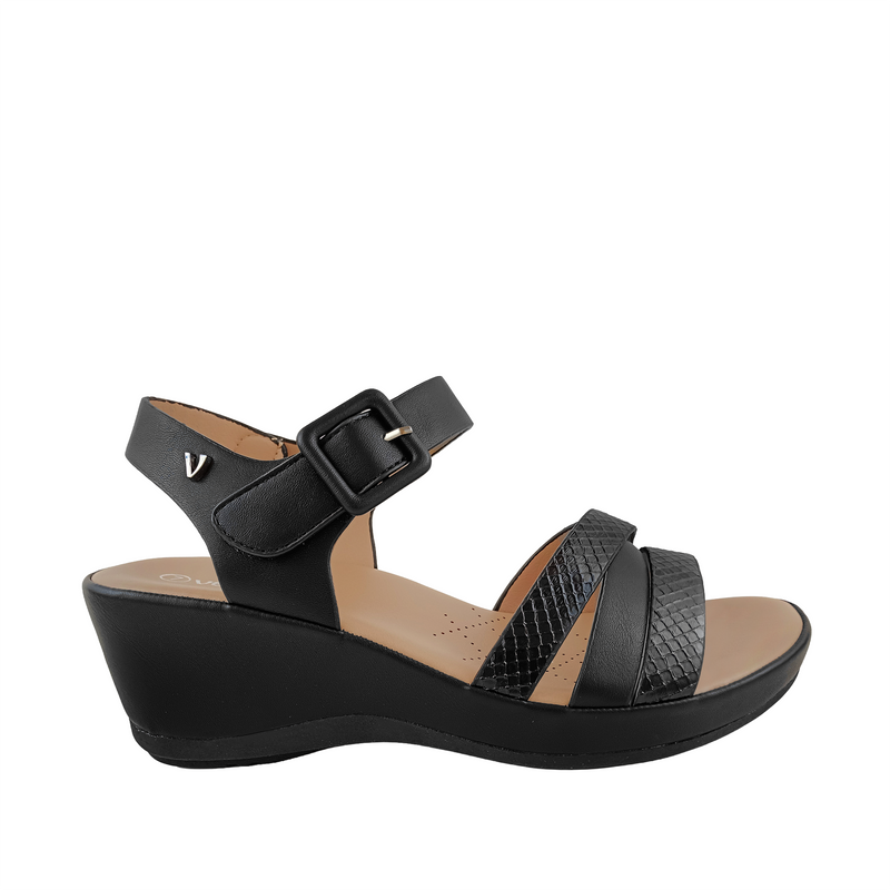 Sandalias de cuña Julieta para mujer color negro