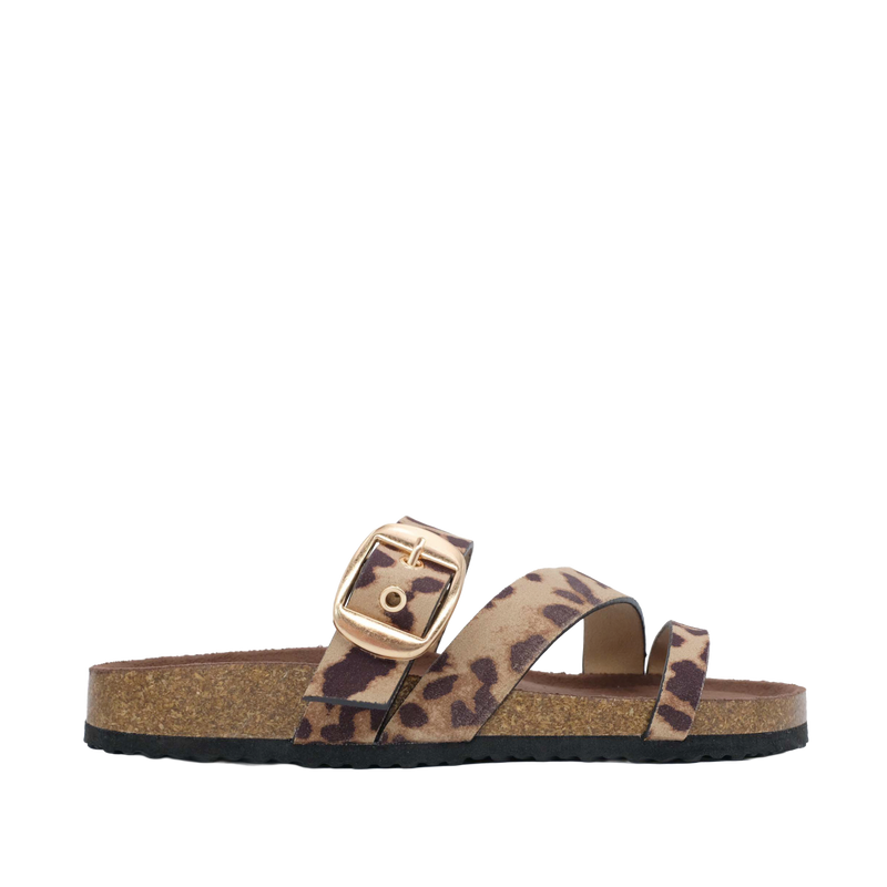 Sandalias flats Luciana para mujer color animal print